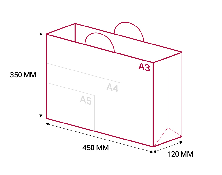 A3 Pozioma - 450 x 120 x 350 mm