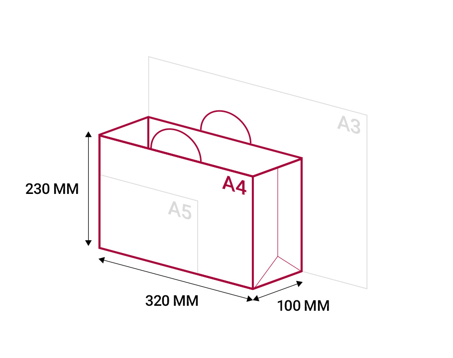 A4 Pozioma - 320 x 100 x 230 mm