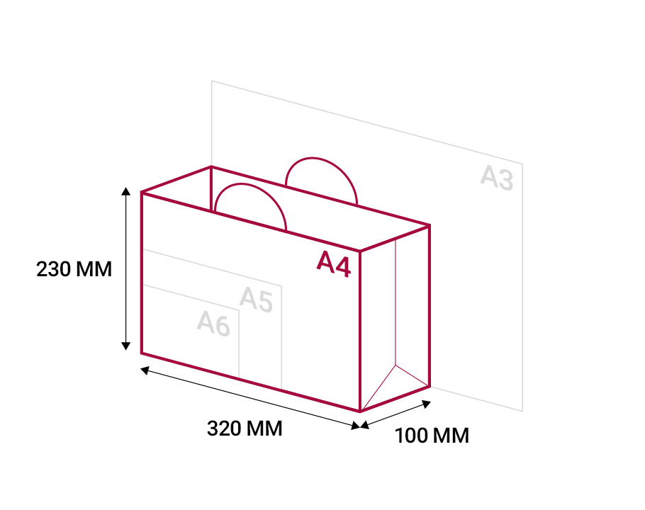 A4 Pozioma - 320 x 100 x 230 mm