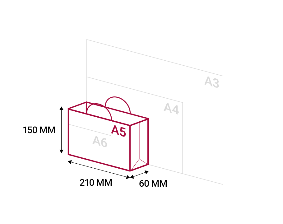 A5 Pozioma - 210 x 60 x 150 mm