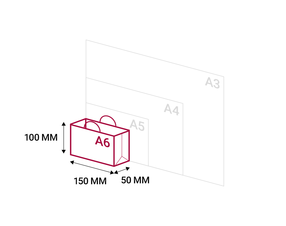 A6 Pozioma - 150 x 50 x 100 mm